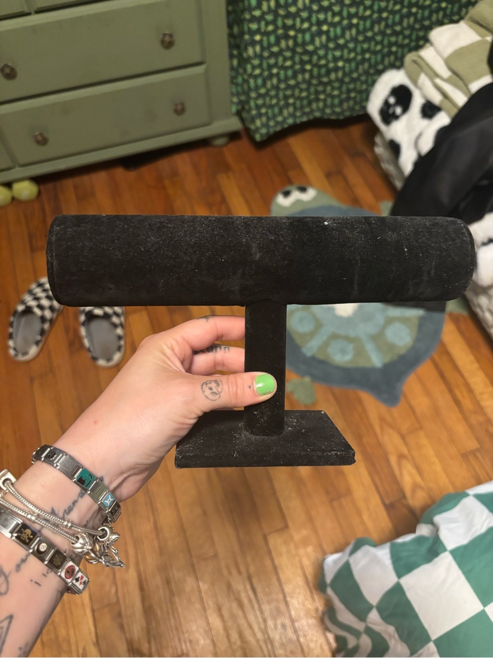 Black Velvet T-Bar Jewelry Display Stand